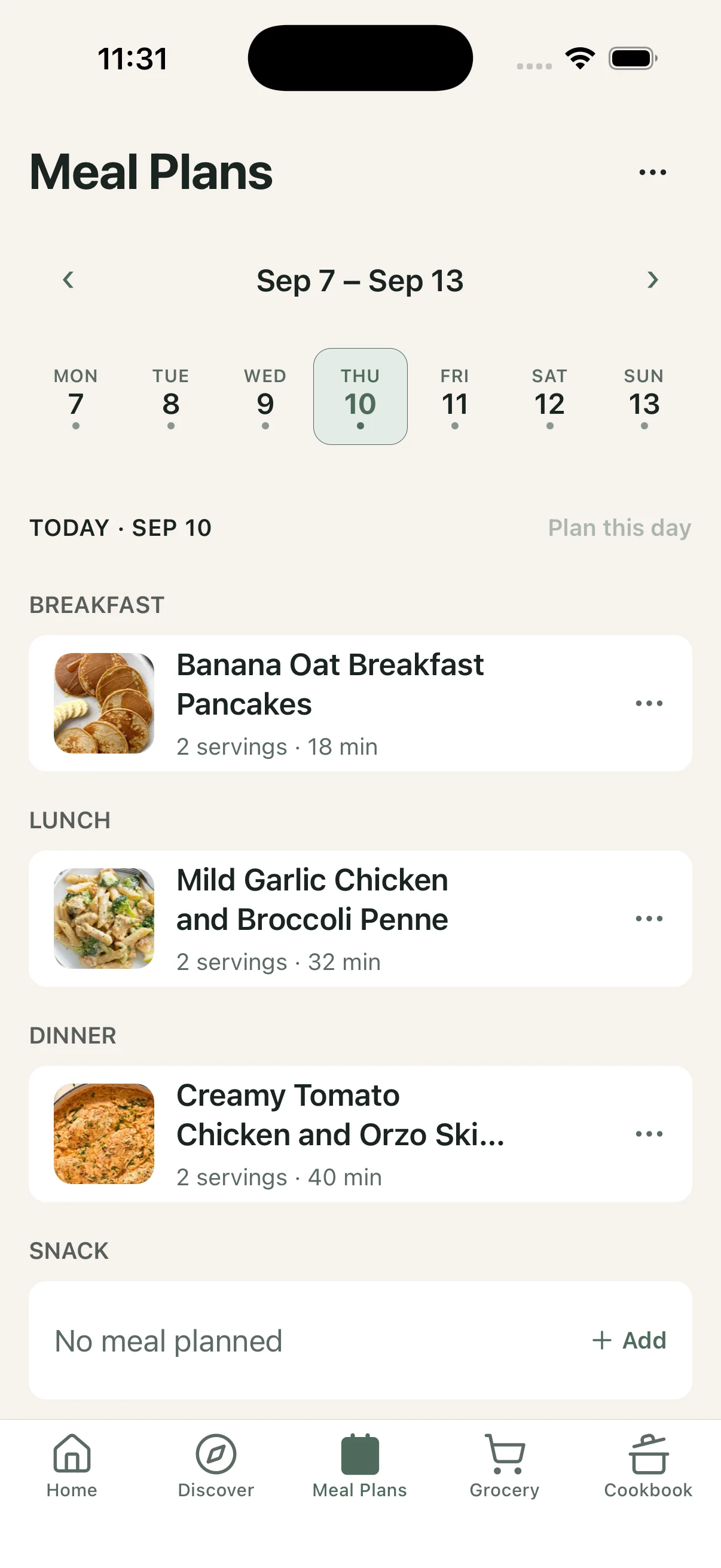 DishDelightful weekly Meal Plan with meals scheduled across the week.